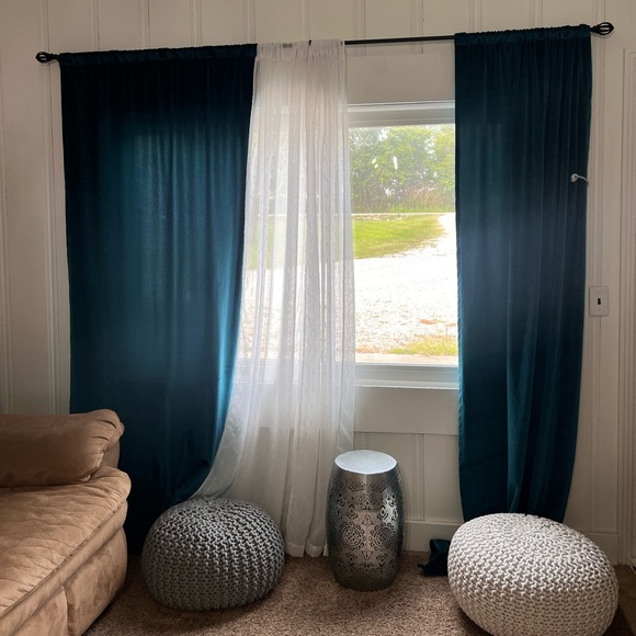 Luxury Velvet Teal / Peacock Blackout Curtains Floor Length - Picture 2 of 6